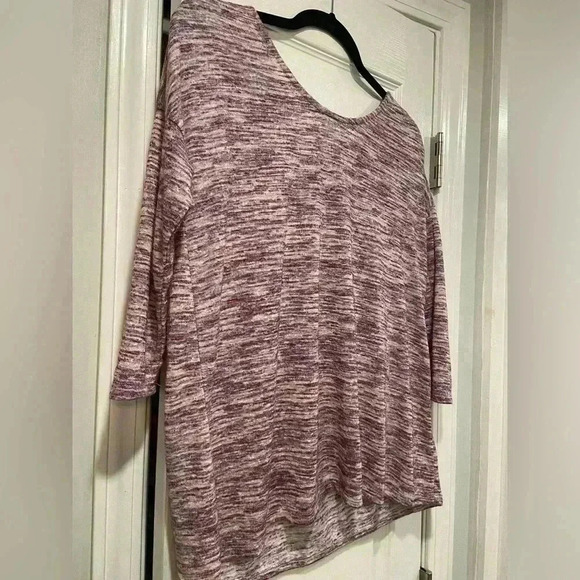 Bobeau Pink Heather Open Back Cross Strap Round Neck 3/4 Sleeve Top Size M - Picture 3 of 12